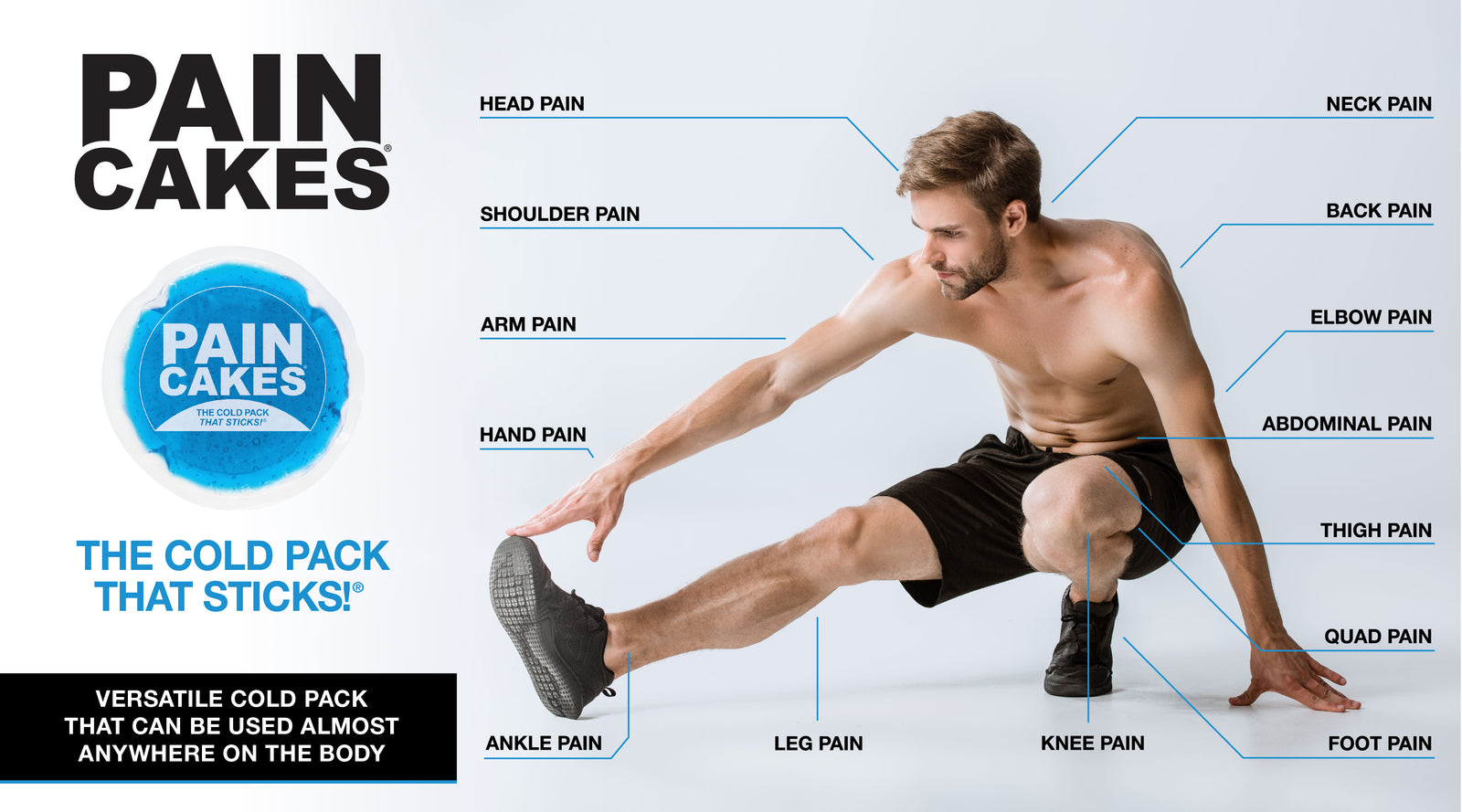 PainCakes - The Cold Pack that Sticks - Versatile Cold Pack that Can be Used Almost Anywhere on the Body